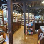 Richard Booth's bookshop, wooden beams and books everywhere